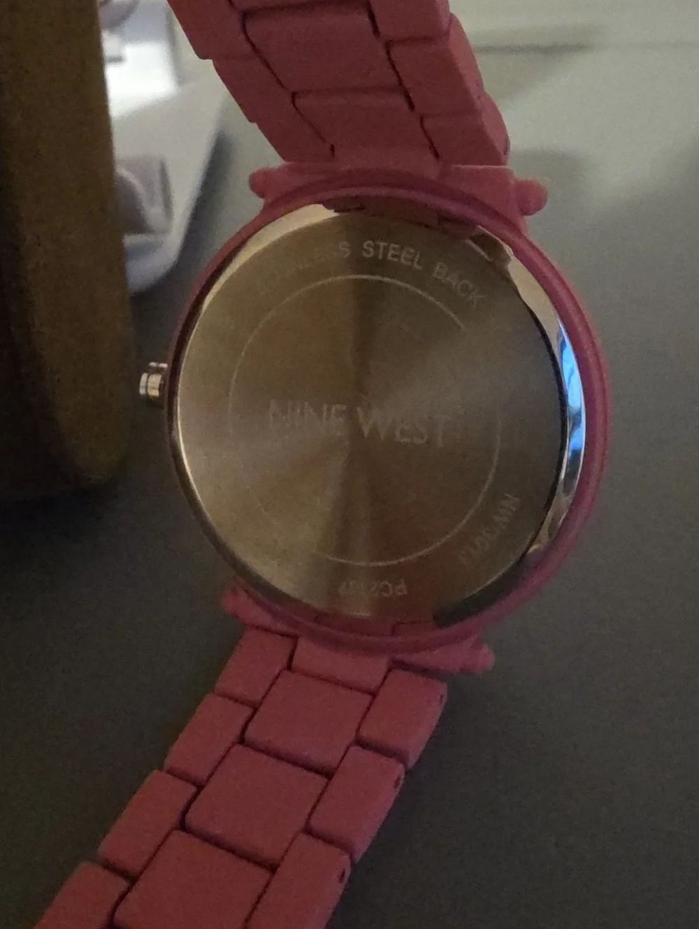 NINE WEST NWT Pink Metal Alloy Bracelet Oversized Women's Watch
